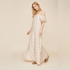 Markarian Cream Textured Maxi Dress